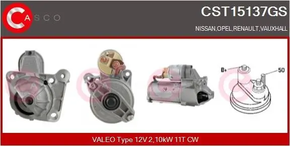 Starter 12 V 2,10 kW CASCO CST15137GS