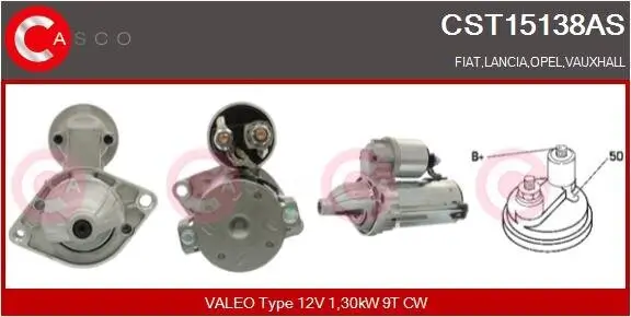 Starter 12 V 1,30 kW CASCO CST15138AS