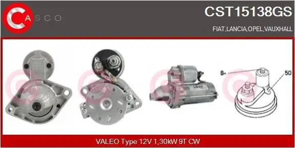 Starter 12 V 1,30 kW CASCO CST15138GS