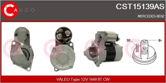 Starter 12 V 1 kW CASCO CST15139AS