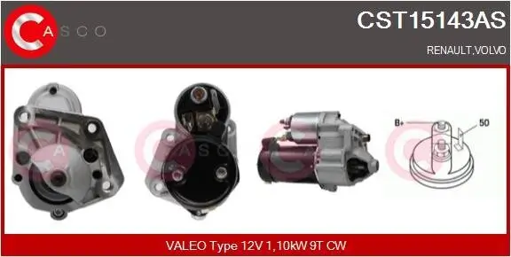 Starter 12 V 1,10 kW CASCO CST15143AS