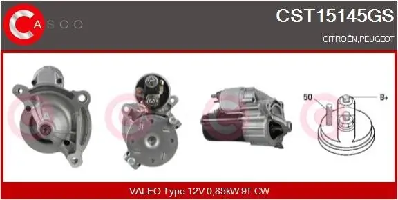 Starter 12 V 0,85 kW CASCO CST15145GS