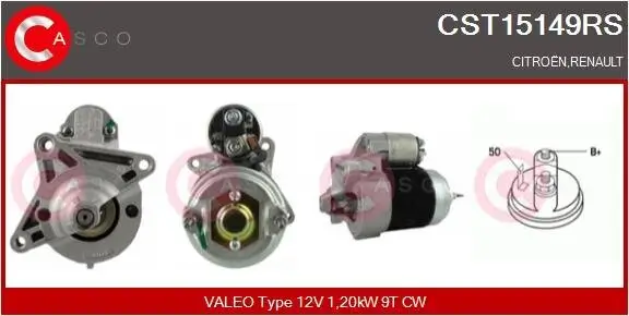 Starter 12 V 1,20 kW CASCO CST15149RS