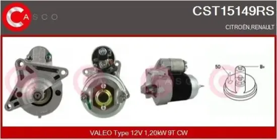 Starter 12 V 1,20 kW CASCO CST15149RS Bild Starter 12 V 1,20 kW CASCO CST15149RS