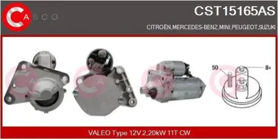 Starter 12 V 2,20 kW CASCO CST15165AS Bild Starter 12 V 2,20 kW CASCO CST15165AS