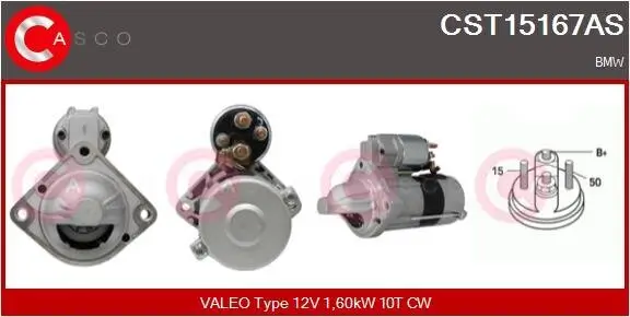 Starter 12 V 1,60 kW CASCO CST15167AS