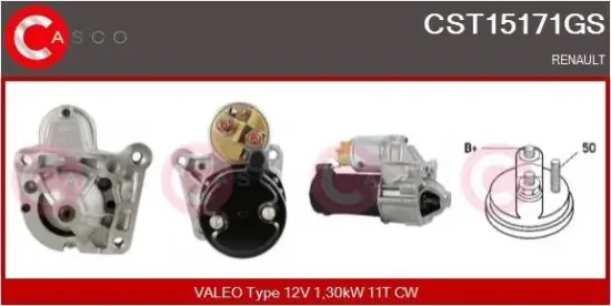 Starter 12 V 1,30 kW CASCO CST15171GS Bild Starter 12 V 1,30 kW CASCO CST15171GS