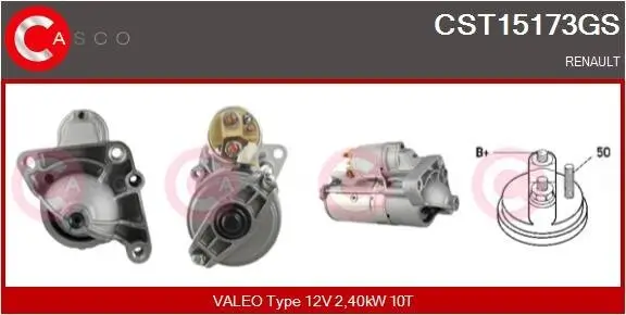 Starter 12 V 2,40 kW CASCO CST15173GS Bild Starter 12 V 2,40 kW CASCO CST15173GS