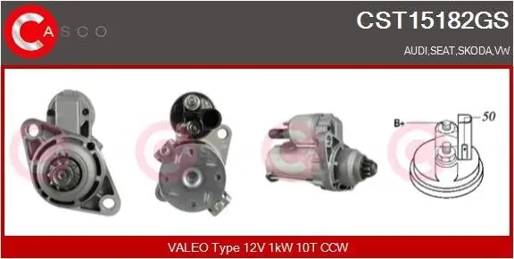 Starter 12 V 1 kW CASCO CST15182GS