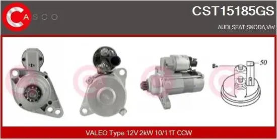 Starter 12 V 2 kW CASCO CST15185GS Bild Starter 12 V 2 kW CASCO CST15185GS