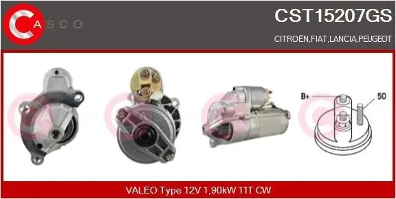 Starter 12 V 1,90 kW CASCO CST15207GS