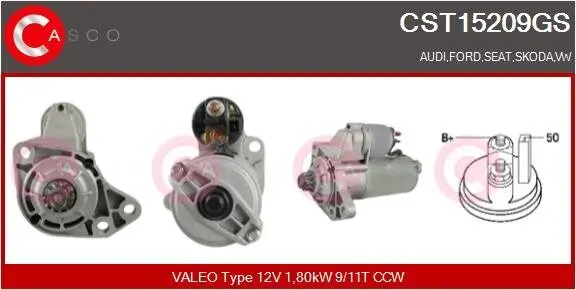 Starter 12 V 1,80 kW CASCO CST15209GS