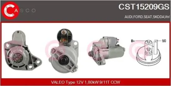 Starter 12 V 1,80 kW CASCO CST15209GS Bild Starter 12 V 1,80 kW CASCO CST15209GS