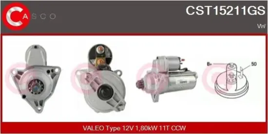 Starter 12 V 1,80 kW CASCO CST15211GS Bild Starter 12 V 1,80 kW CASCO CST15211GS