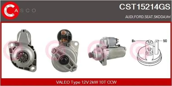 Starter 12 V 2 kW CASCO CST15214GS Bild Starter 12 V 2 kW CASCO CST15214GS