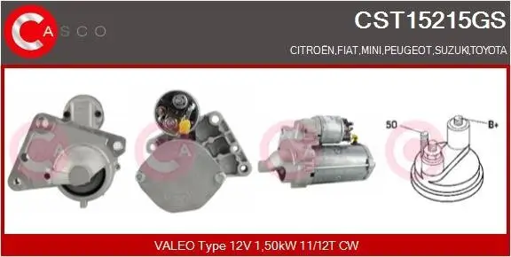 Starter 12 V 1,50 kW CASCO CST15215GS