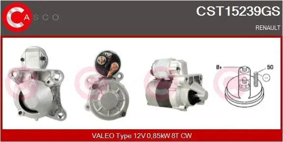 Starter 12 V 0,85 kW CASCO CST15239GS