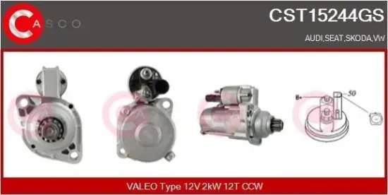 Starter 12 V 2 kW CASCO CST15244GS Bild Starter 12 V 2 kW CASCO CST15244GS