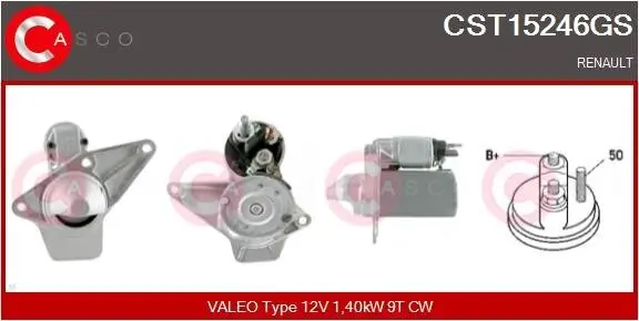 Starter 12 V 1,40 kW CASCO CST15246GS