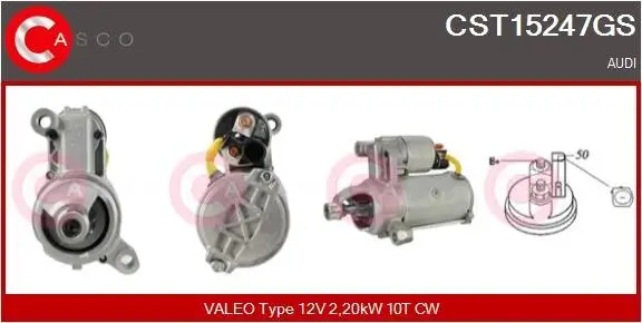 Starter 12 V 2,20 kW CASCO CST15247GS