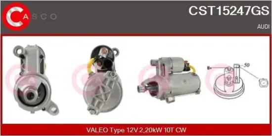 Starter 12 V 2,20 kW CASCO CST15247GS Bild Starter 12 V 2,20 kW CASCO CST15247GS