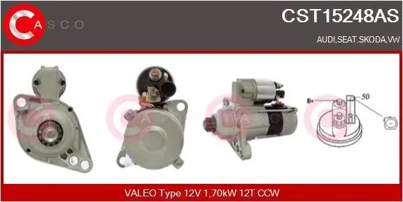 Starter 12 V 1,70 kW CASCO CST15248AS Bild Starter 12 V 1,70 kW CASCO CST15248AS