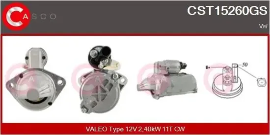 Starter 12 V 2,40 kW CASCO CST15260GS Bild Starter 12 V 2,40 kW CASCO CST15260GS