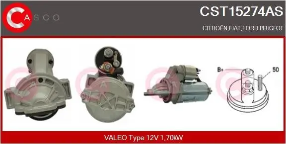 Starter 12 V 1,70 kW CASCO CST15274AS Bild Starter 12 V 1,70 kW CASCO CST15274AS