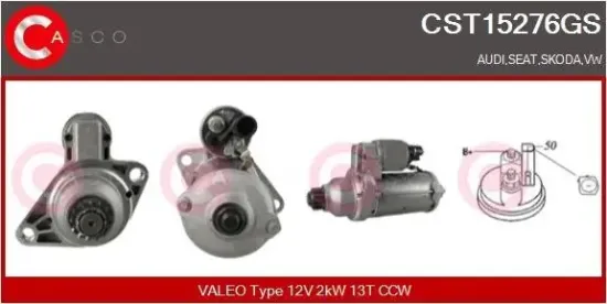 Starter 12 V 2 kW CASCO CST15276GS Bild Starter 12 V 2 kW CASCO CST15276GS