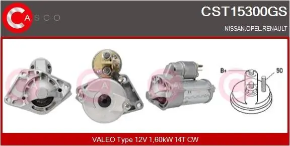 Starter 12 V 1,60 kW CASCO CST15300GS