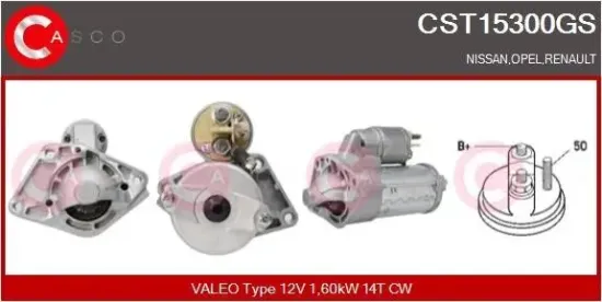 Starter 12 V 1,60 kW CASCO CST15300GS Bild Starter 12 V 1,60 kW CASCO CST15300GS