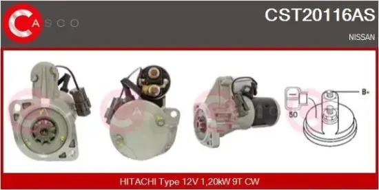 Starter 12 V 1,20 kW CASCO CST20116AS Bild Starter 12 V 1,20 kW CASCO CST20116AS