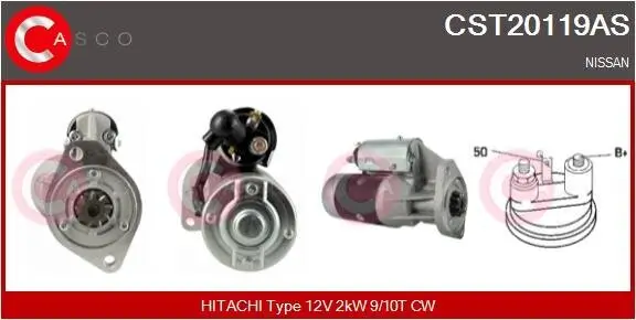 Starter 12 V 2 kW CASCO CST20119AS