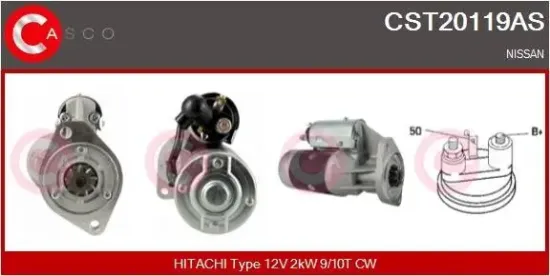 Starter 12 V 2 kW CASCO CST20119AS Bild Starter 12 V 2 kW CASCO CST20119AS