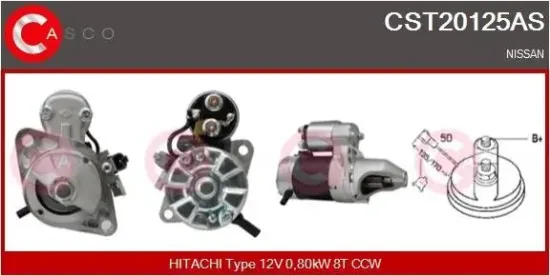 Starter 12 V 0,80 kW CASCO CST20125AS Bild Starter 12 V 0,80 kW CASCO CST20125AS