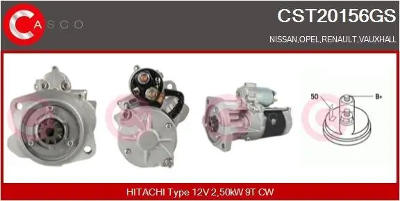 Starter 12 V 2,50 kW CASCO CST20156GS