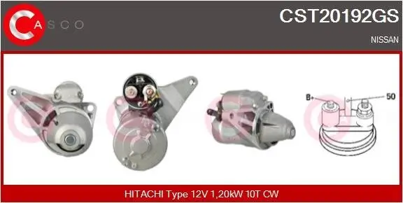 Starter 12 V 1,20 kW CASCO CST20192GS