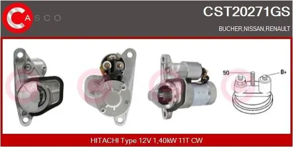 Starter 12 V 1,40 kW CASCO CST20271GS