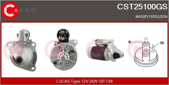 Starter 12 V 2 kW CASCO CST25100GS Bild Starter 12 V 2 kW CASCO CST25100GS