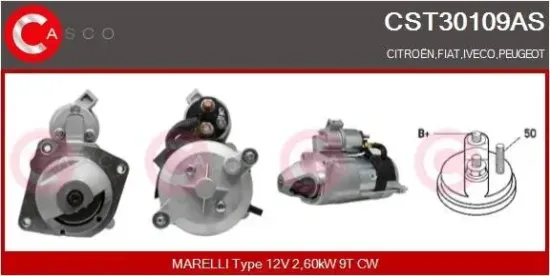 Starter 12 V 2,60 kW CASCO CST30109AS Bild Starter 12 V 2,60 kW CASCO CST30109AS