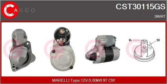 Starter 12 V 0,80 kW CASCO CST30115GS