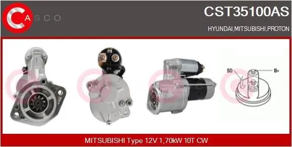 Starter 12 V 1,70 kW CASCO CST35100AS