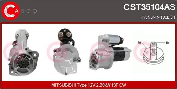 Starter 12 V 2,20 kW CASCO CST35104AS