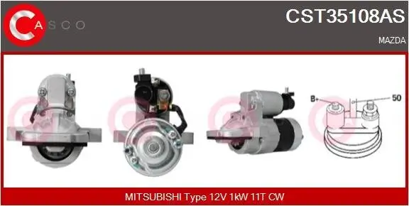 Starter 12 V 1 kW CASCO CST35108AS