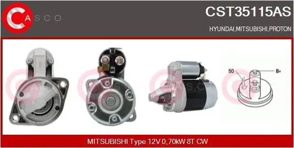 Starter 12 V 0,70 kW CASCO CST35115AS