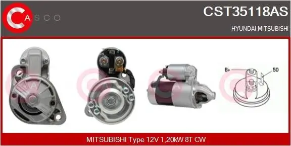 Starter 12 V 1,20 kW CASCO CST35118AS