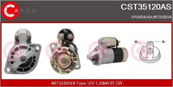 Starter 12 V 1,20 kW CASCO CST35120AS