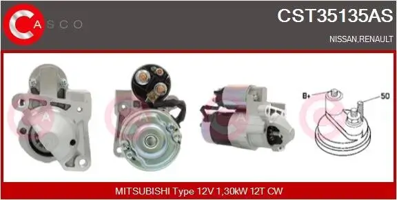 Starter 12 V 1,30 kW CASCO CST35135AS