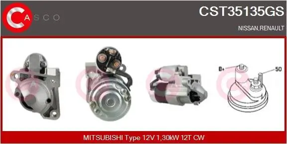 Starter 12 V 1,30 kW CASCO CST35135GS