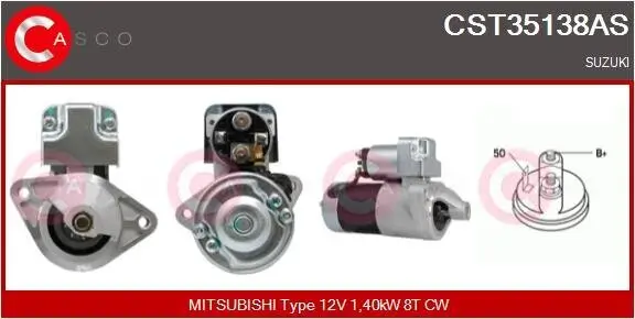 Starter 12 V 1,40 kW CASCO CST35138AS Bild Starter 12 V 1,40 kW CASCO CST35138AS